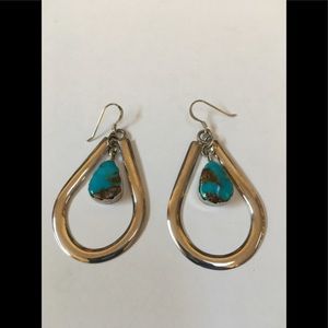 Sterling Silver Turquoise Hoop Earrings